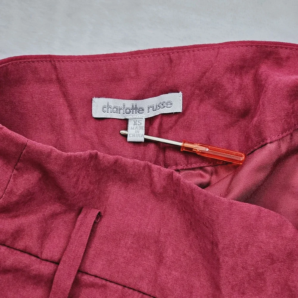 Charlotte Russe Womens XS‎ Shorts High Waist Red Burgundy Y2K Academia Chic